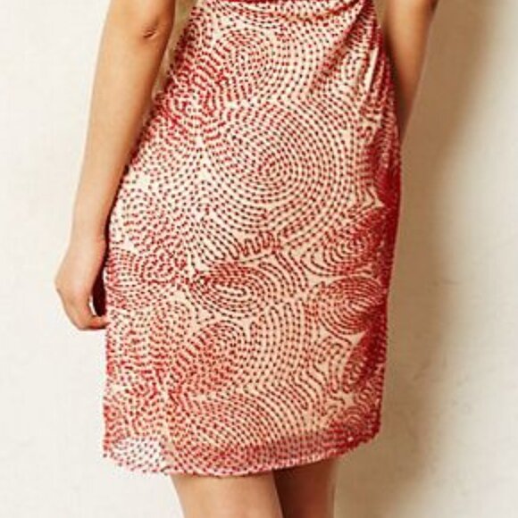 ANTHROPOLOGIE Ajna Stitched Sheath Red Ivory Sleeveless Dress by Weston - Picture 3 of 4
